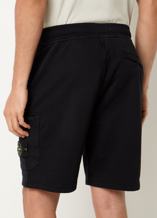 Stone Island S0051 straight fit korte joggingbroek met logo - achterkant 3 zwart