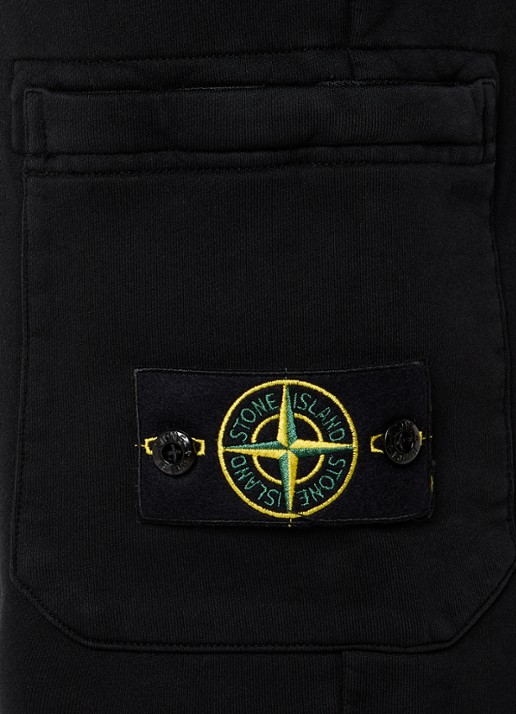 Stone Island S0051 straight fit korte joggingbroek met logo - detail 2 zwart