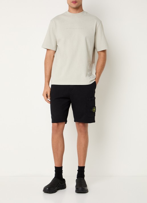 Stone Island S0051 straight fit korte joggingbroek met logo - voorkant 5 zwart