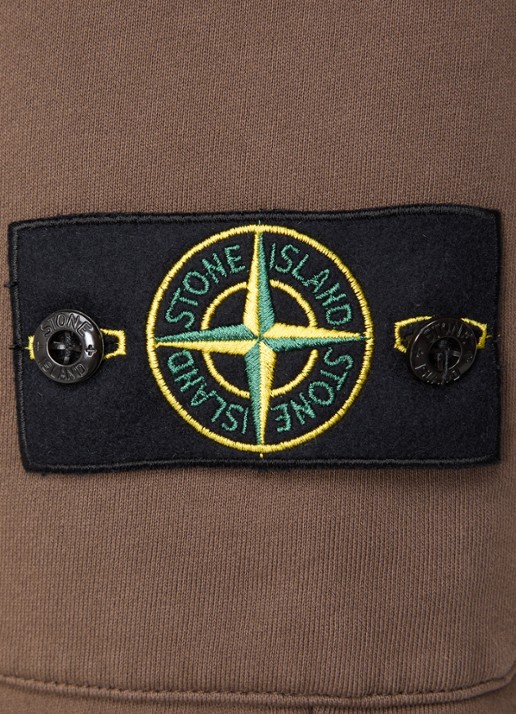 Stone Island S0051 straight fit korte joggingbroek met logo - detail 2 donkerbruin