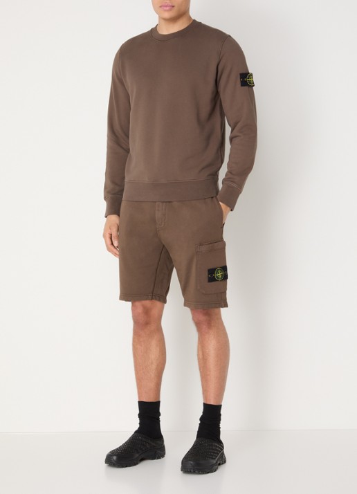 Stone Island S0051 straight fit korte joggingbroek met logo - voorkant 5 donkerbruin