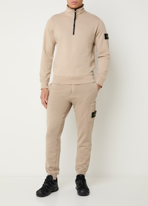 Stone Island S0051 sweater met halve rits en logo - voorkant 4 beige