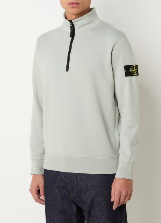 Stone Island S0051 sweater met halve rits en logo