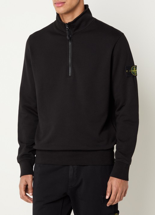 Stone Island S0051 sweater met halve rits en logo