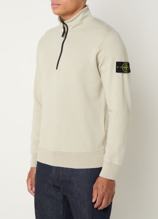 Stone Island S0051 sweater met halve rits en logo - detail 2 khaki