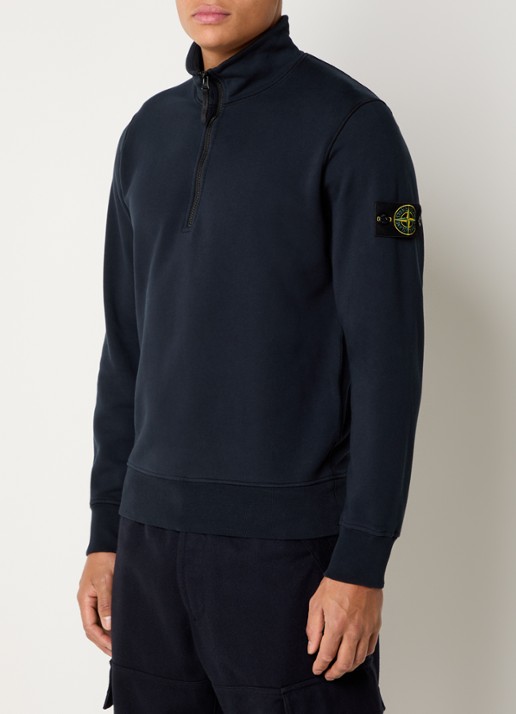 Stone Island S0051 sweater met logo en halve rits