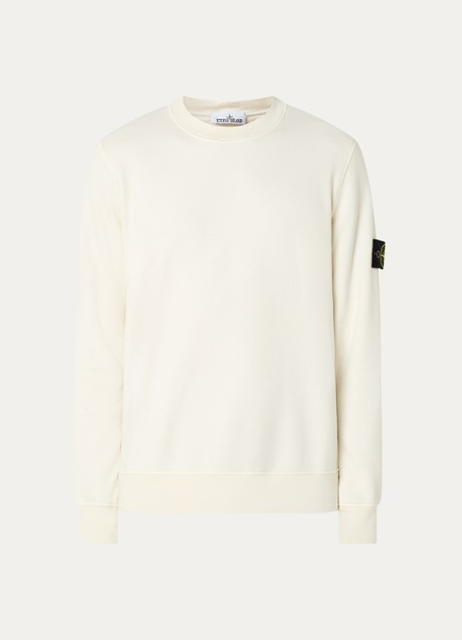 Stone Island S0051 sweater met logo - voorkant 4 gebroken wit