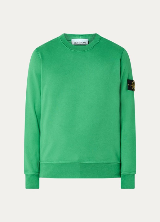 Stone Island S0051 sweater met logo - voorkant groen