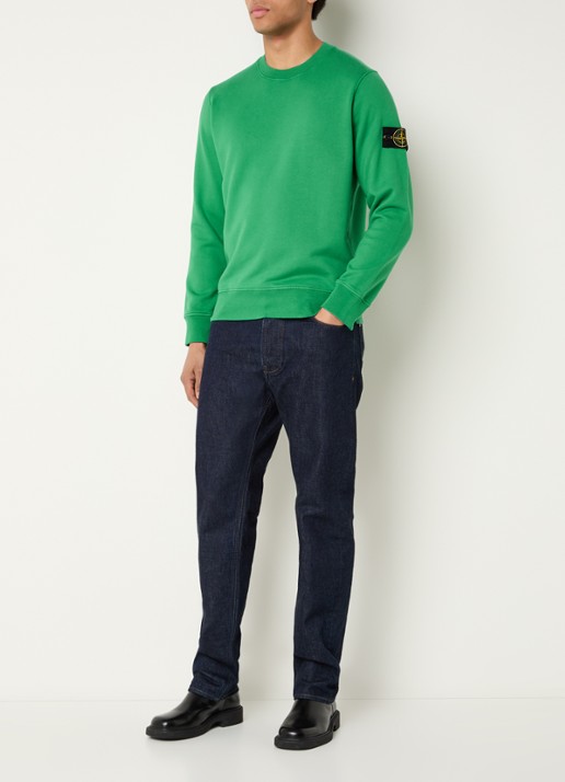 Stone Island S0051 sweater met logo - voorkant 2 groen