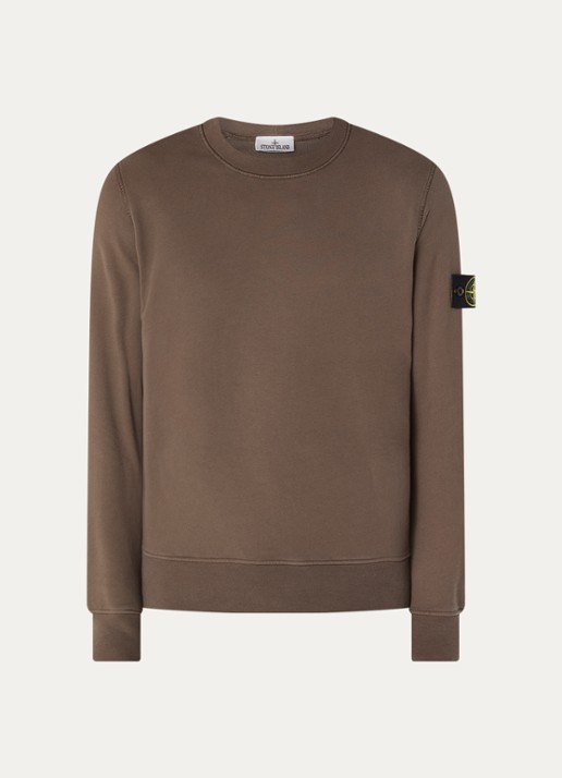 Stone Island S0051 sweater met logo - voorkant 4 donkerbruin
