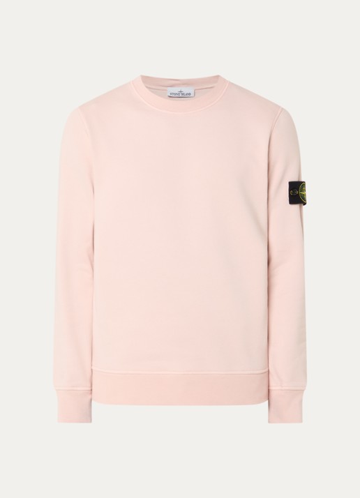 Stone Island S0051 sweater met logo - voorkant lichtroze
