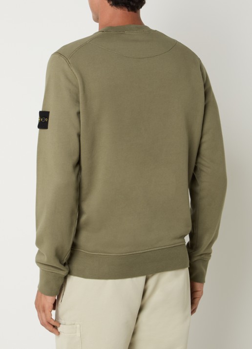 Stone Island S0051 sweater met logo - achterkant legergroen