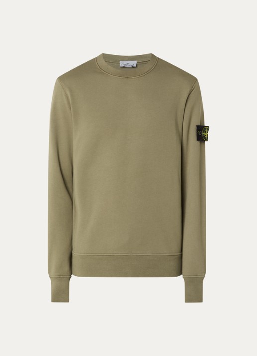 Stone Island S0051 sweater met logo - voorkant 2 legergroen