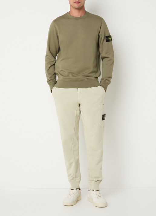 Stone Island S0051 sweater met logo - voorkant 3 legergroen