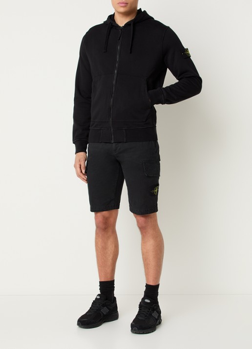Stone Island S0051 sweatvest met capuchon en logo - voorkant 5 zwart