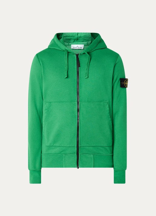 Stone Island S0051 sweatvest met capuchon en logo - voorkant groen