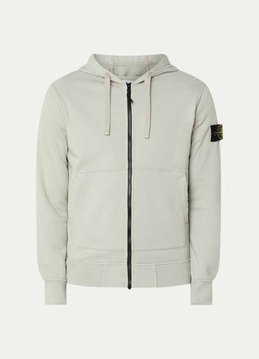 Stone Island S0051 sweatvest met capuchon en logo - voorkant 5 lindegroen