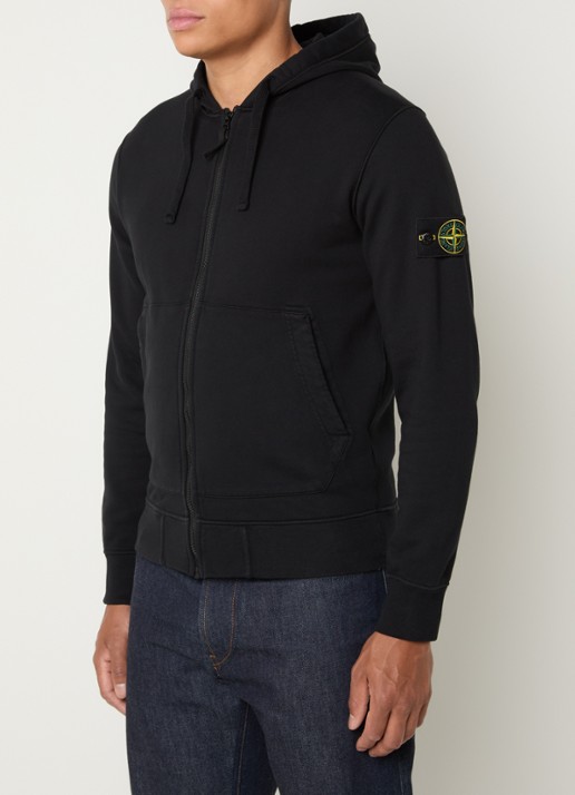 Stone Island S0051 sweatvest met logo en capuchon - detail zwart