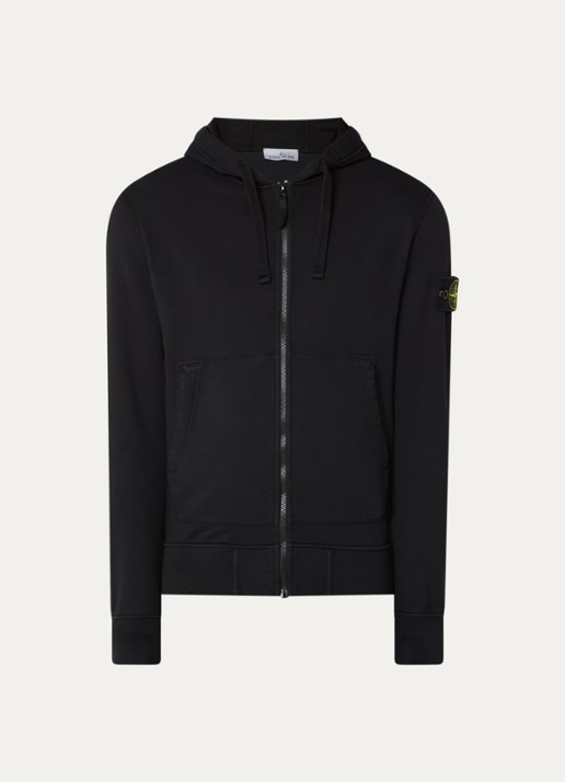 Stone Island S0051 sweatvest met logo en capuchon - voorkant 4 zwart