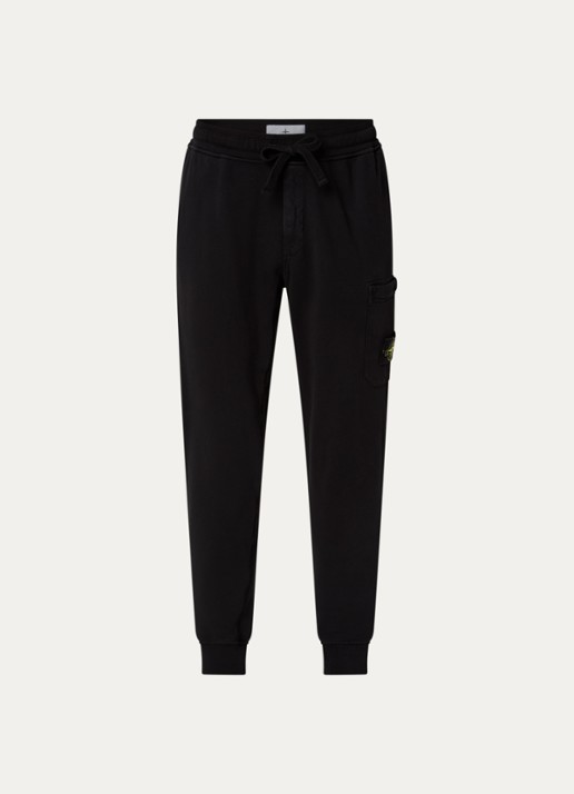 Stone Island S0051 tapered fit joggingbroek met steekzakken - voorkant zwart
