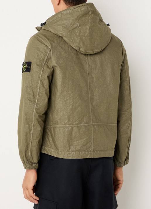 Stone Island S0069 Jack met capuchon en ritszakken - achterkant mosgroen