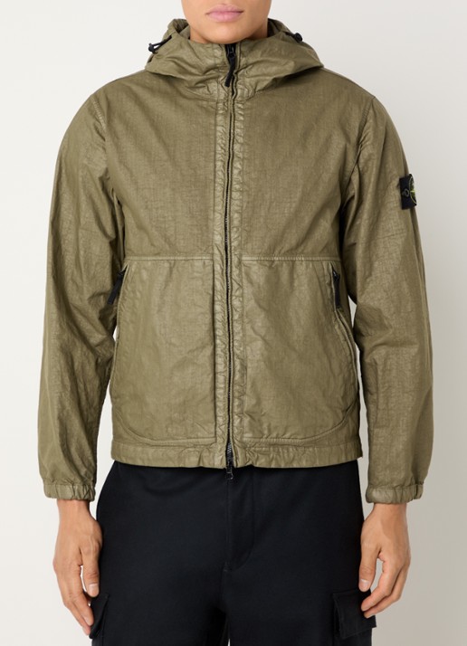 Stone Island S0069 Jack met capuchon en ritszakken - detail 4 mosgroen