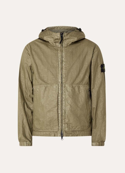 Stone Island S0069 Jack met capuchon en ritszakken - voorkant 2 mosgroen
