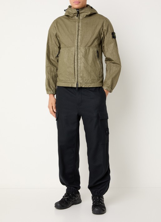 Stone Island S0069 Jack met capuchon en ritszakken - voorkant 3 mosgroen