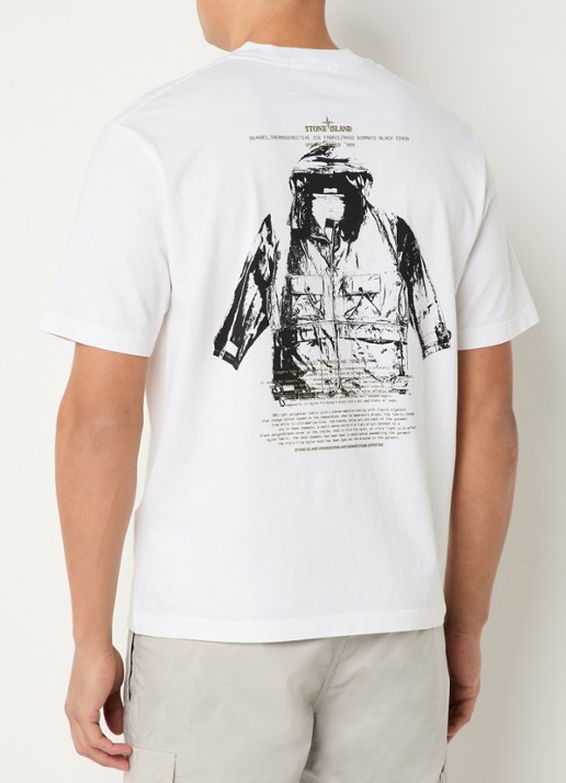 Stone Island S0091 Archivio T-shirt met logo- en backprint