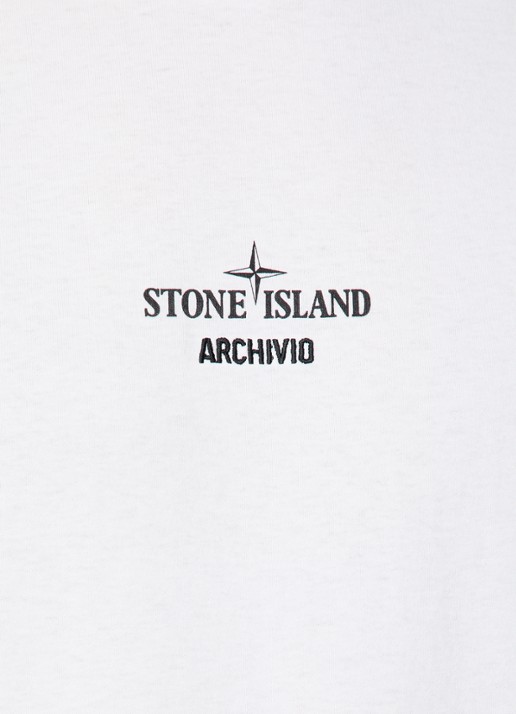 Stone Island S0091 Archivio T-shirt met logo- en backprint - detail 4 wit