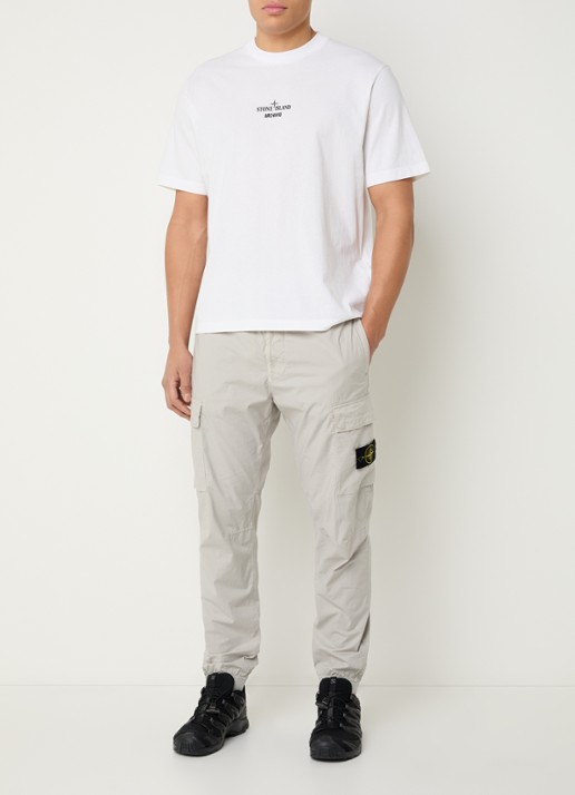 Stone Island S0091 Archivio T-shirt met logo- en backprint - voorkant 2 wit