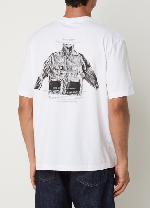 Stone Island S0091 T-shirt met logo- en backprint
