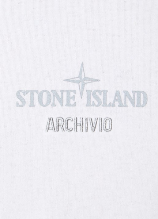 Stone Island S0091 T-shirt met logo- en backprint - detail 5 wit