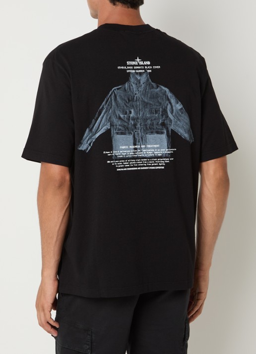 Stone Island S0091 T-shirt met logo- en backprint