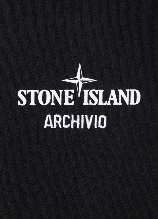Stone Island S0091 T-shirt met logo- en backprint - detail 5 zwart