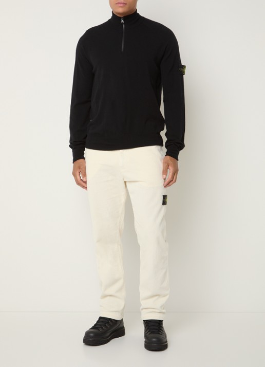 Stone Island S00A1 fijngebreide pullover in wolblend met halve rits - voorkant 5 zwart