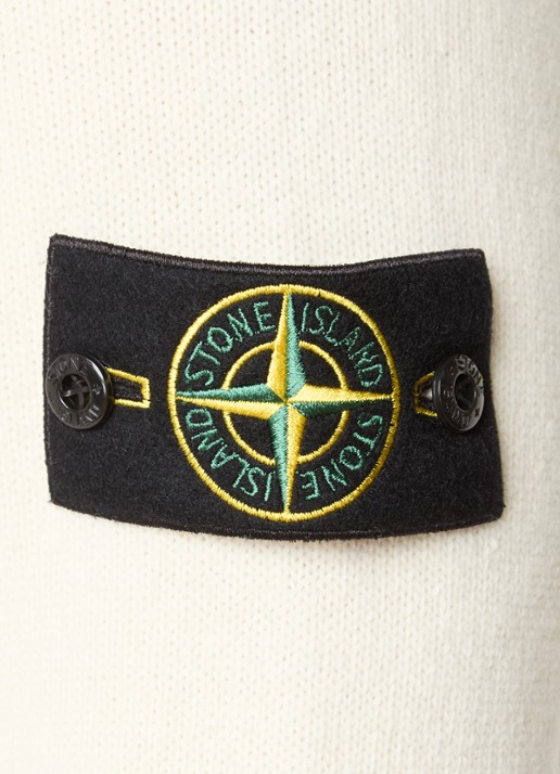 Stone Island S00A3 fijngebreide trui in wolblend met logo - detail 3 ivoor