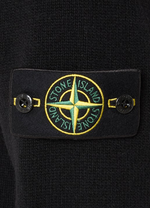 Stone Island S00A3 fijngebreide trui in wolblend met logo - detail 3 zwart