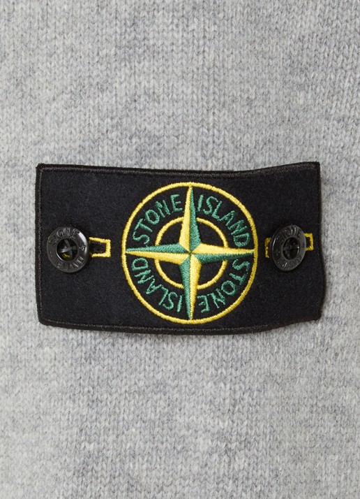 Stone Island S00A3 fijngebreide trui in wolblend met logo - detail 2 lichtgrijs
