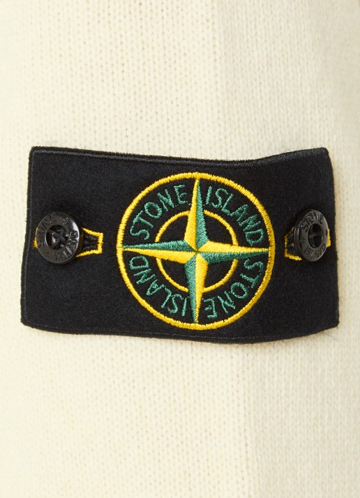 Stone Island S00A3 fijngebreide trui in wolblend met logo - detail 4 gebroken wit