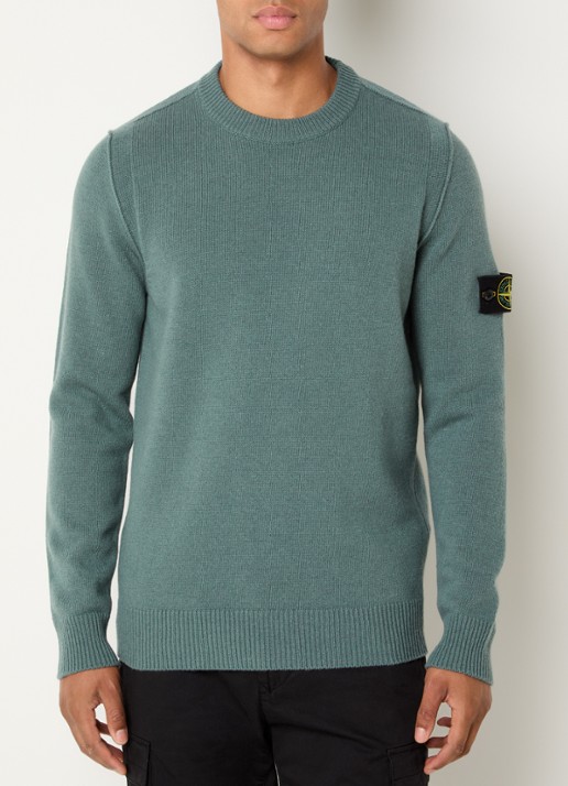Stone Island S00A3 fijngebreide trui in wolblend met logo
