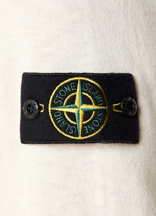 Stone Island S00B0 fijngebreide pullover met logo - detail 3 creme