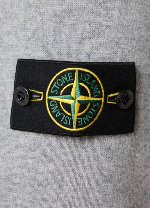 Stone Island S00B4 fijngebreide trui van scheerwol met polokraag - detail 4 grijs