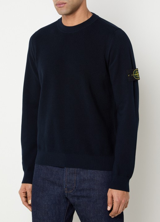 Stone Island S00B5 fijngebreide trui met logoborduring