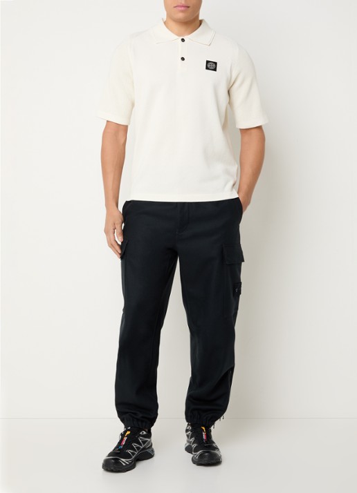 Stone Island S00B5 regular fit polo met logo - voorkant 5 gebroken wit