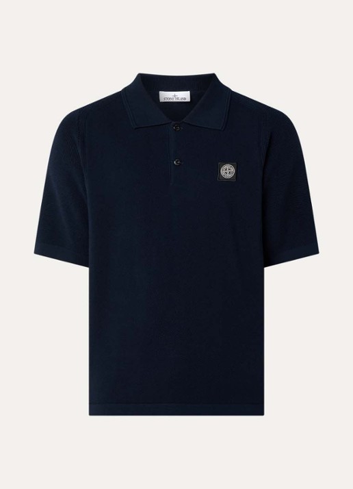 Stone Island S00B5 regular fit polo met logo - voorkant 2 donkerblauw