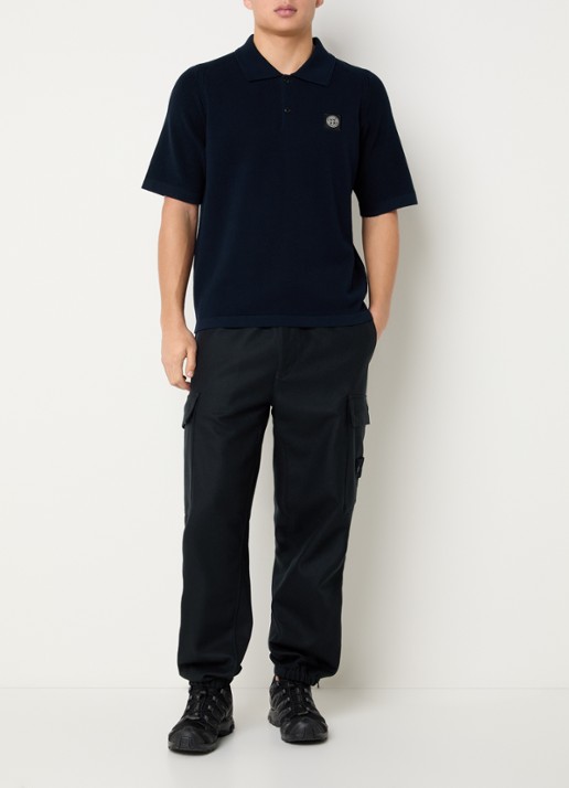 Stone Island S00B5 regular fit polo met logo - voorkant 3 donkerblauw