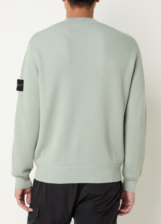 Stone Island S00D8 fijngebreide trui met logo - achterkant 5 lindegroen