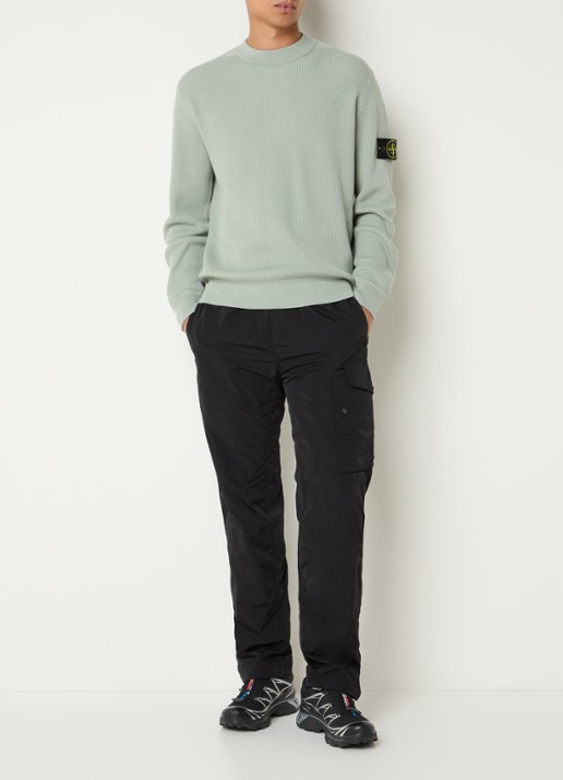 Stone Island S00D8 fijngebreide trui met logo - voorkant 2 lindegroen