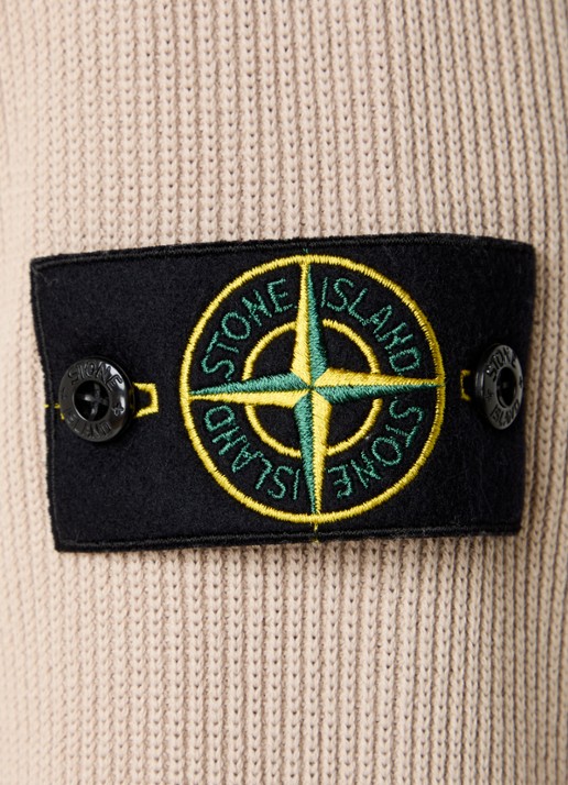 Stone Island S00D8 ribgebreid vest met logo - detail 2 beige